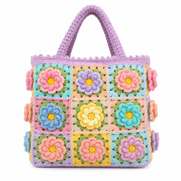 The Lavender Granny Square Tote