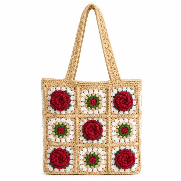 The Natural Rose Grid Tote