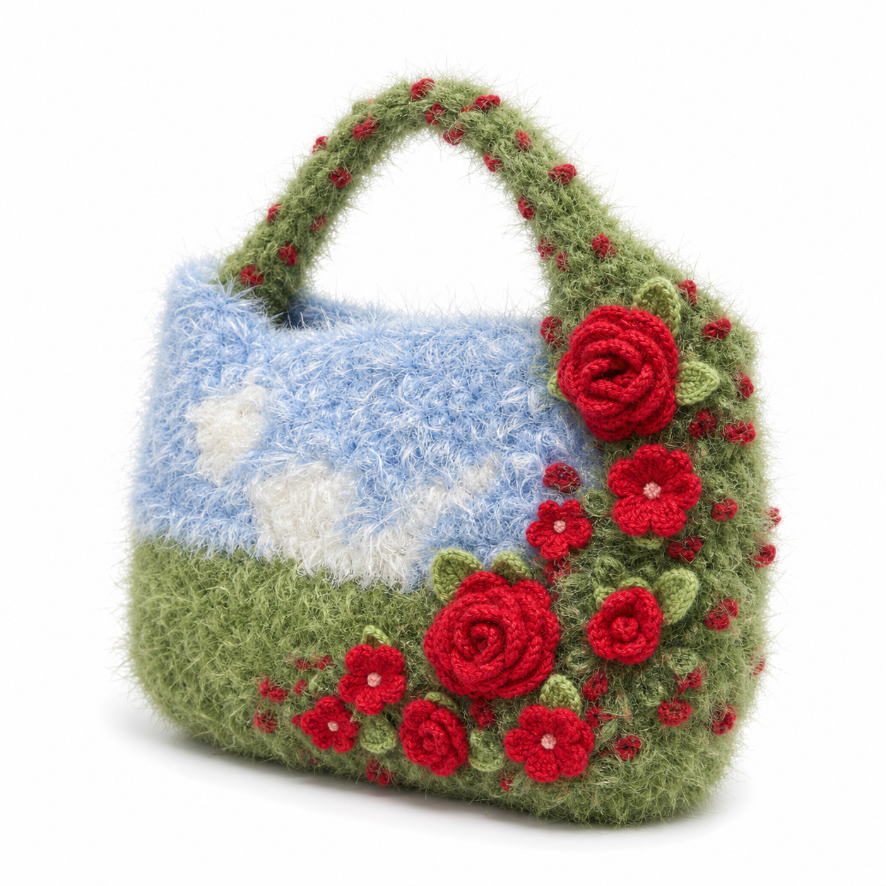 The Meadow Rose Fuzzy Bag detail view