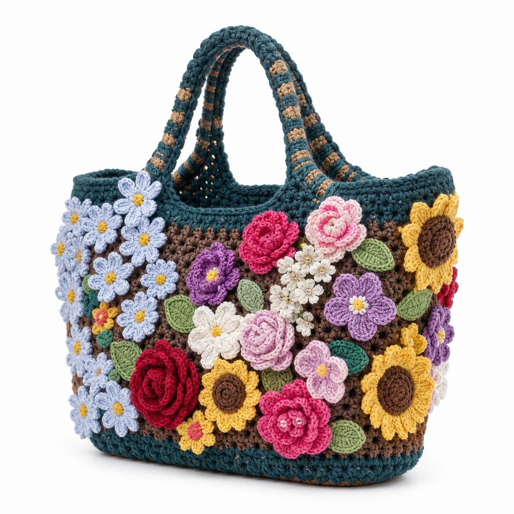 The Midnight Garden Floral Tote detail view