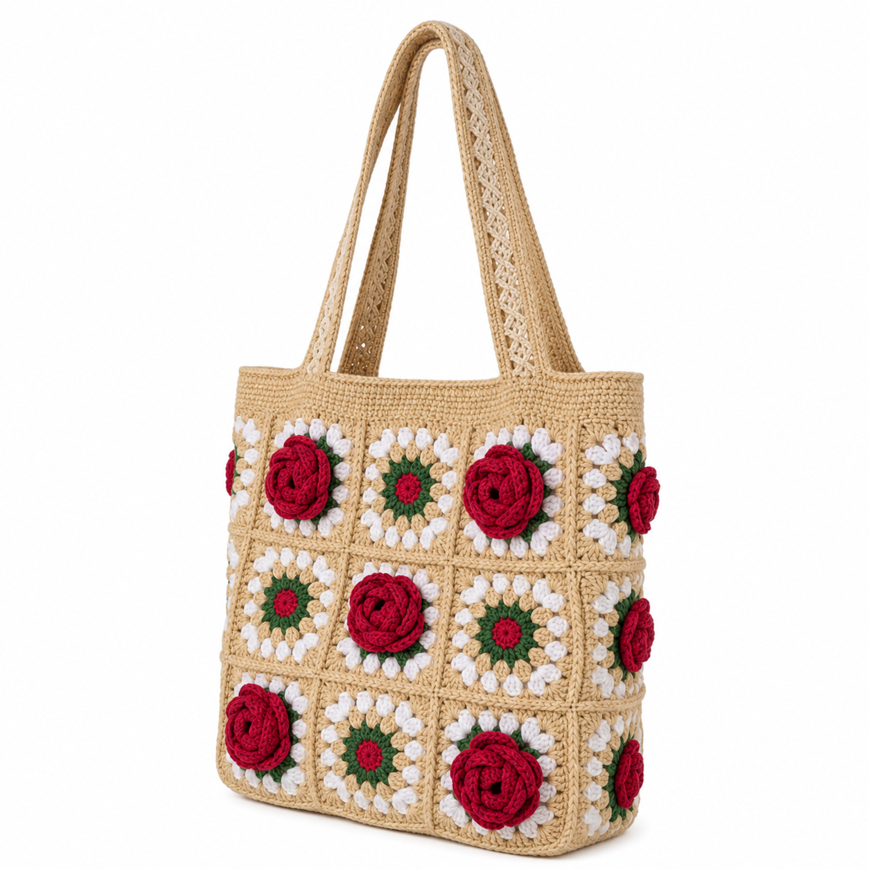 The Natural Rose Grid Tote detail view