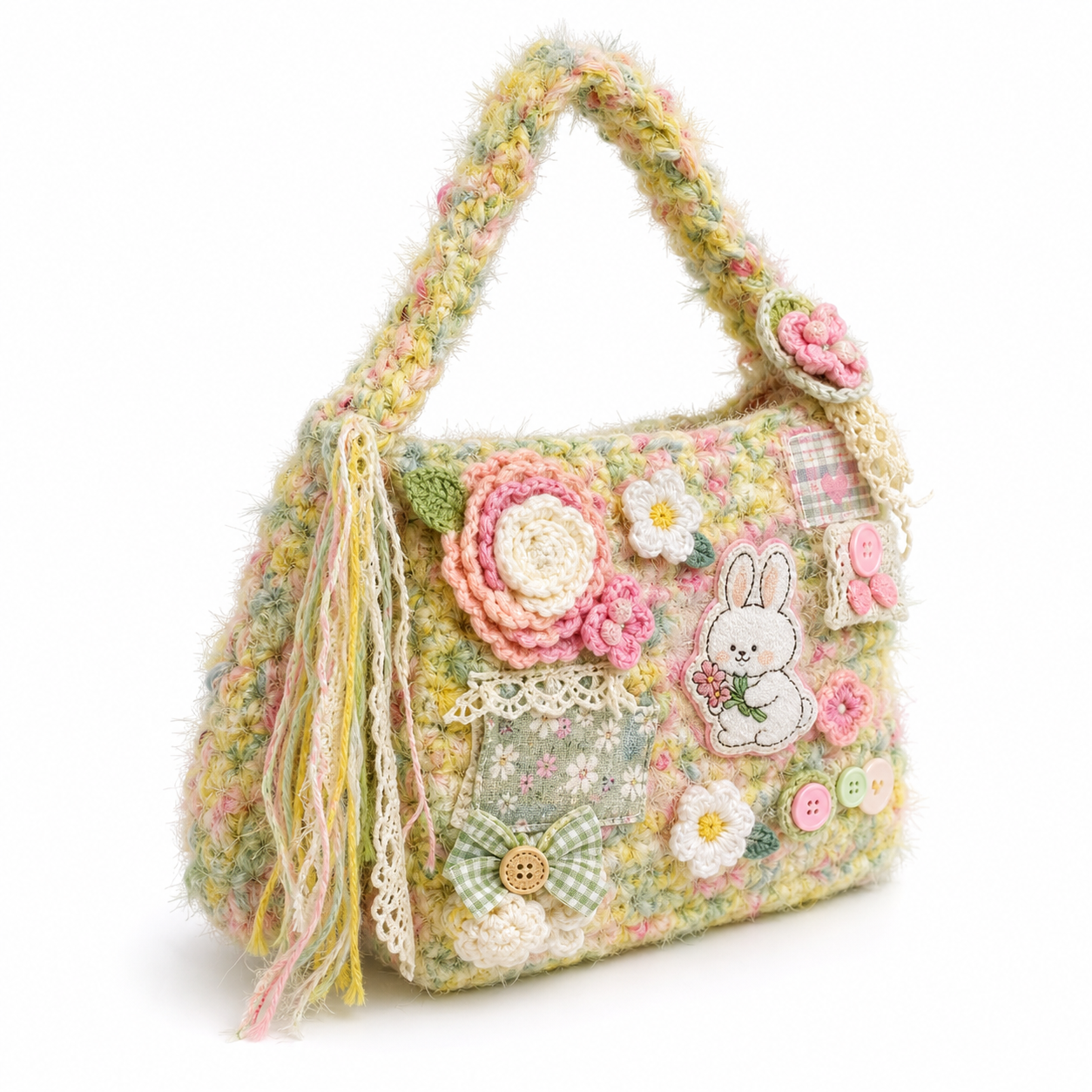 The Pastel Patchwork Crossbody detail view