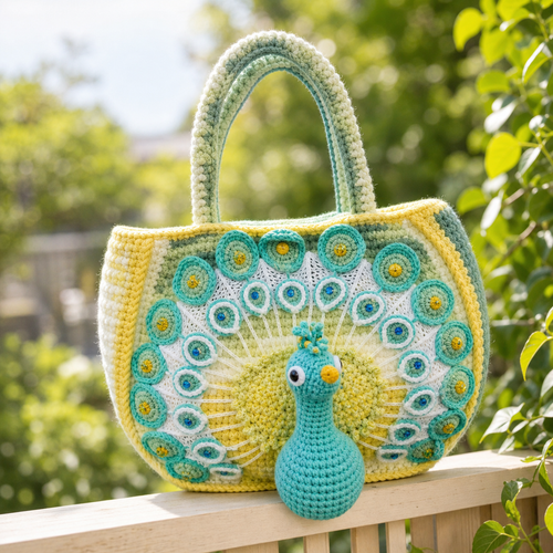The Celadon Peacock Handbag detail view