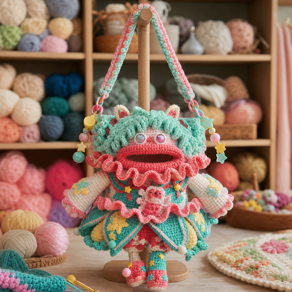 The Mint Ruffle Doll Bag detail view