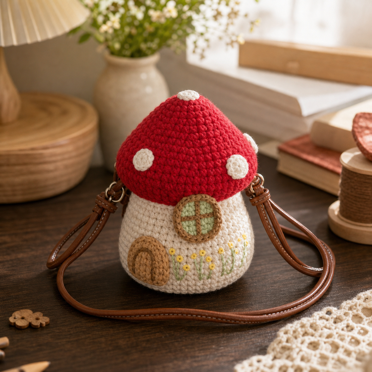 The Mushroom Cottage Crossbody detail view