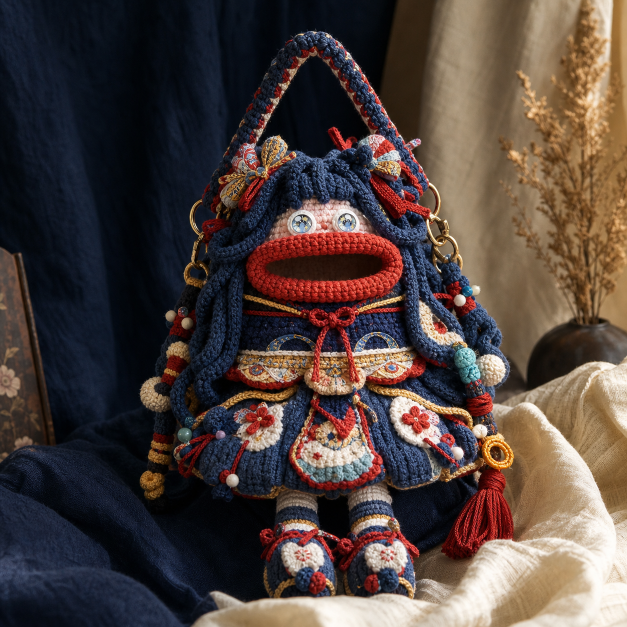 The Navy Carnival Doll Bag detail view