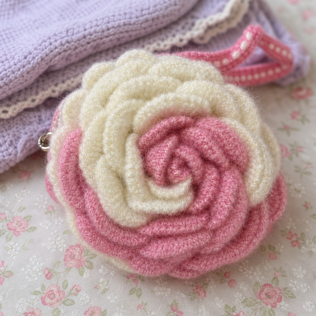 The Pink Rose Mini Pouch detail view