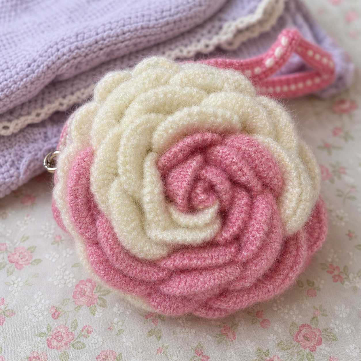 The Pink Rose Mini Pouch detail view