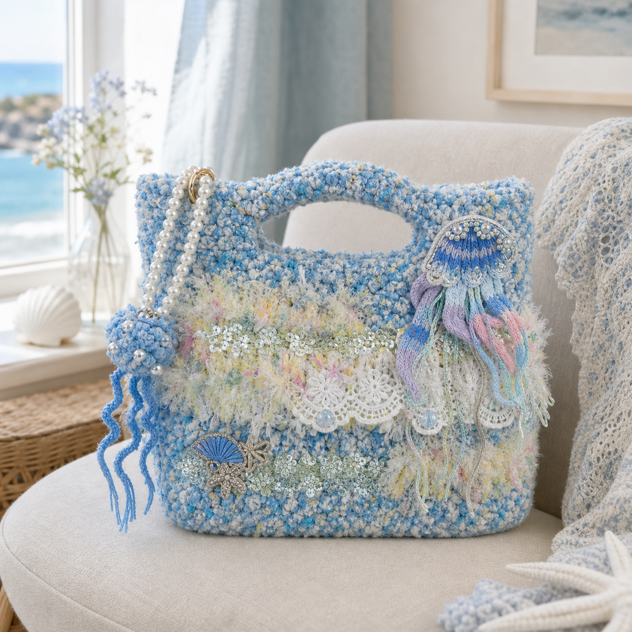 The Blue Fuzzy Bloom Bag detail view