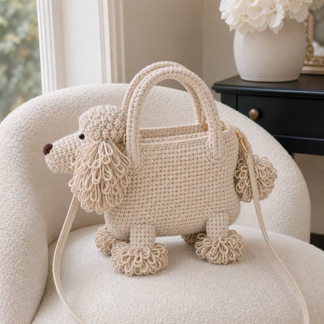 The Cream Poodle Bag detail view