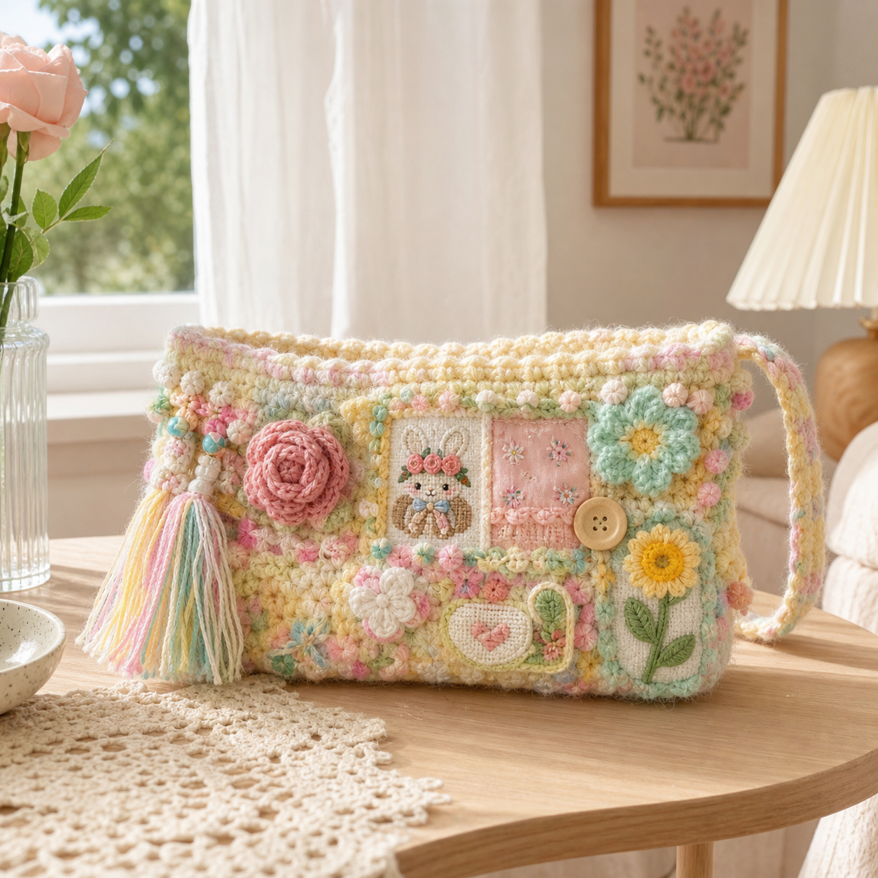 The Pastel Patchwork Crossbody detail view
