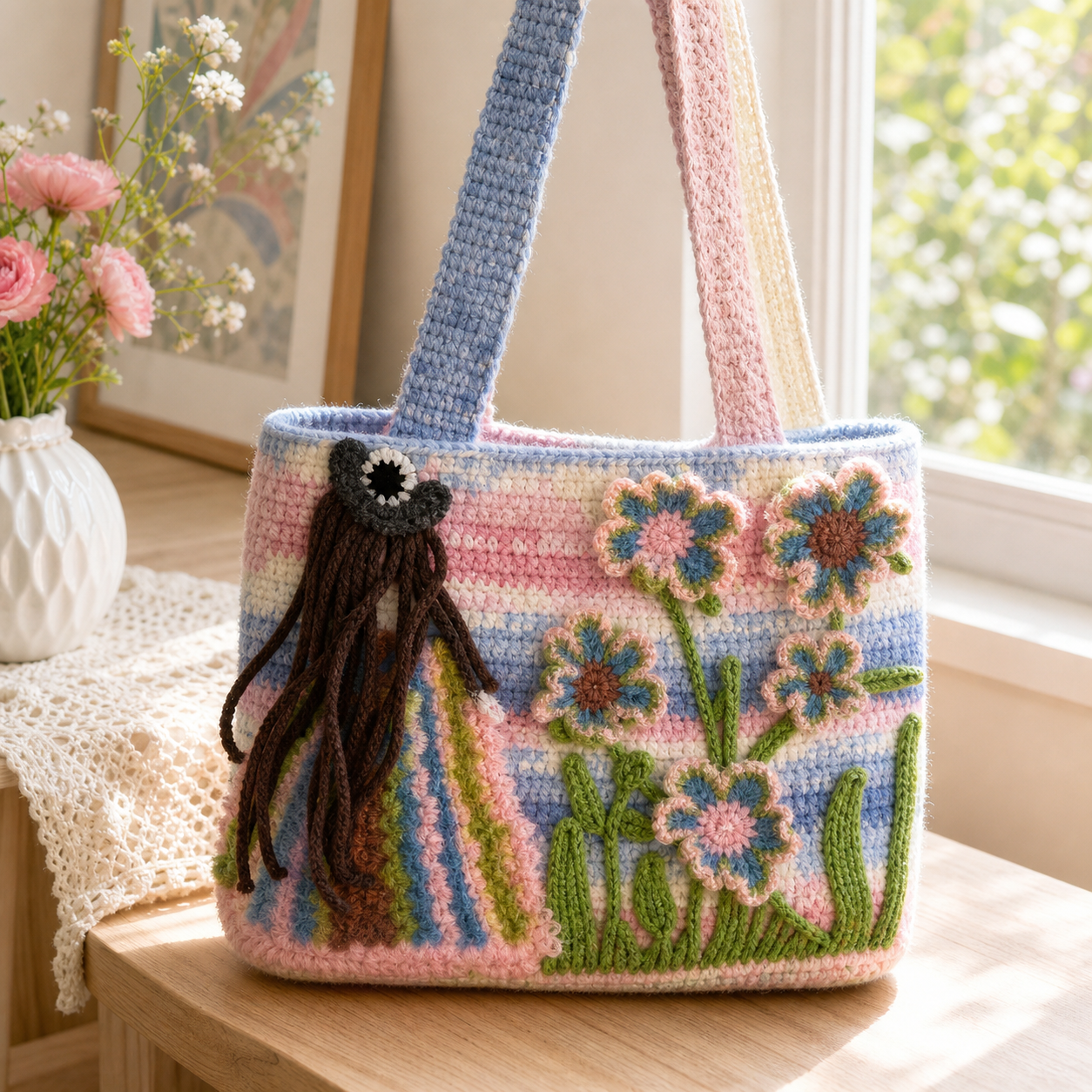 The Pastel Wildflower Tote detail view