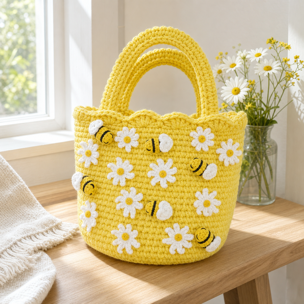 The Yellow Daisy Bucket Bag detail view