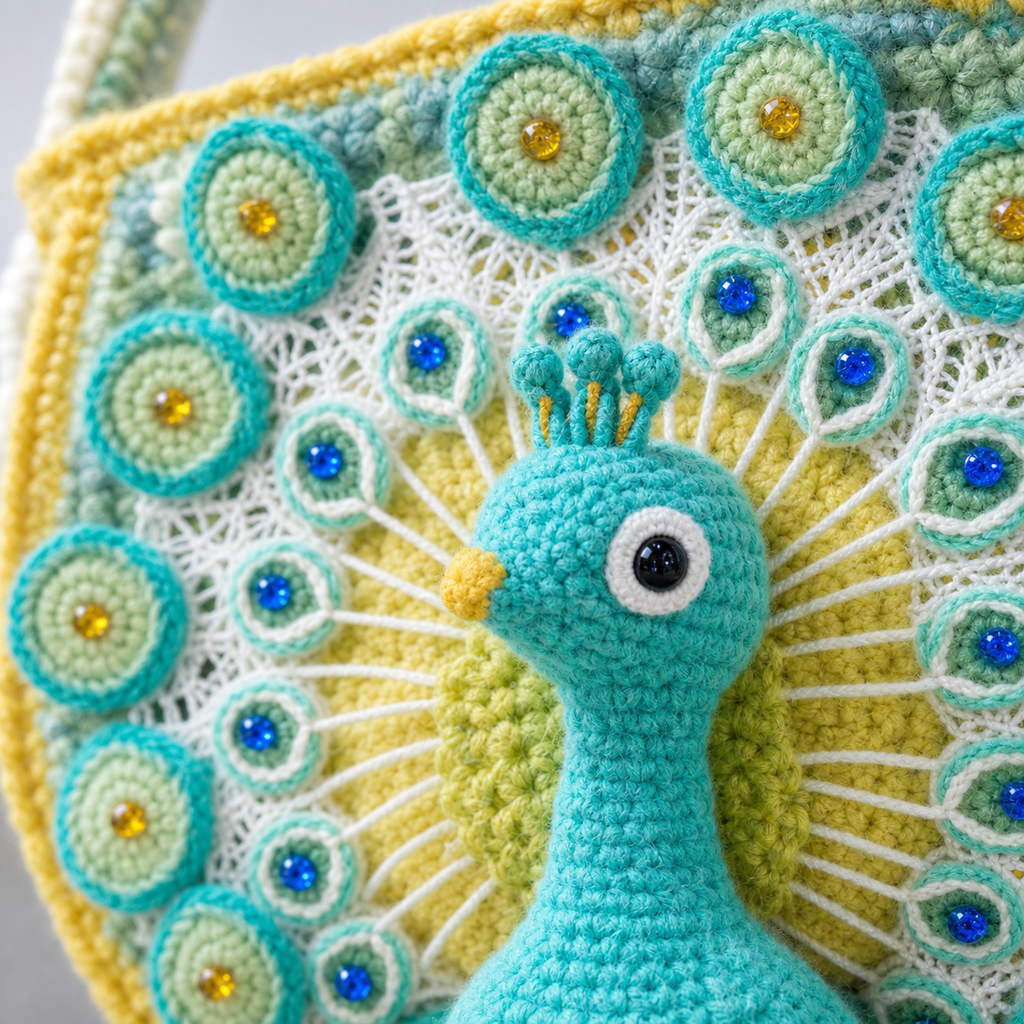 The Celadon Peacock Handbag detail view