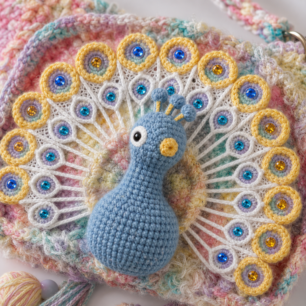 The Pastel Peacock Shoulder Bag detail view