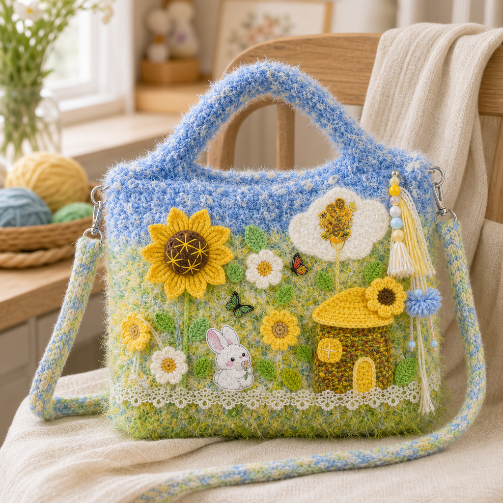 The Sunflower Meadow Satchel detail view