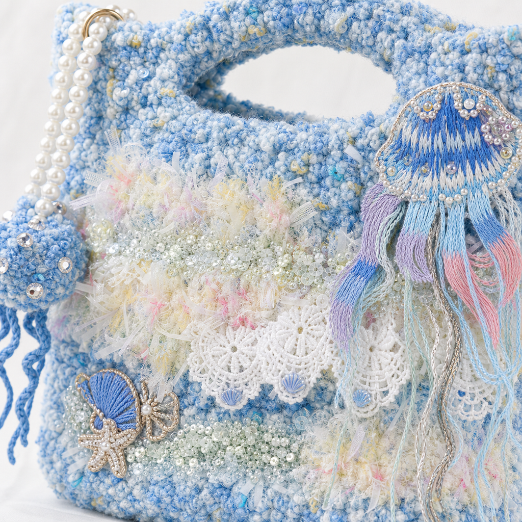 The Blue Fuzzy Bloom Bag detail view
