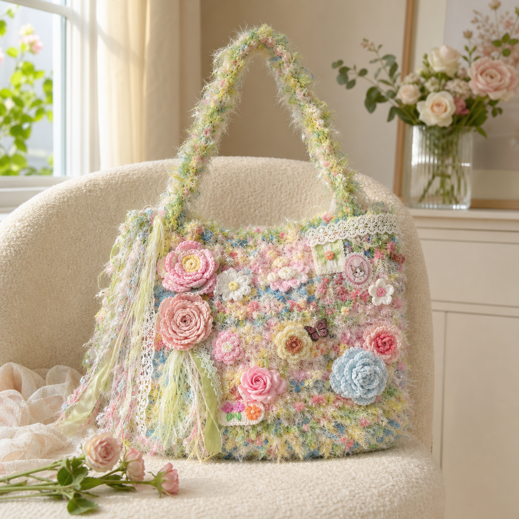 The Pastel Garden Hobo Bag detail view