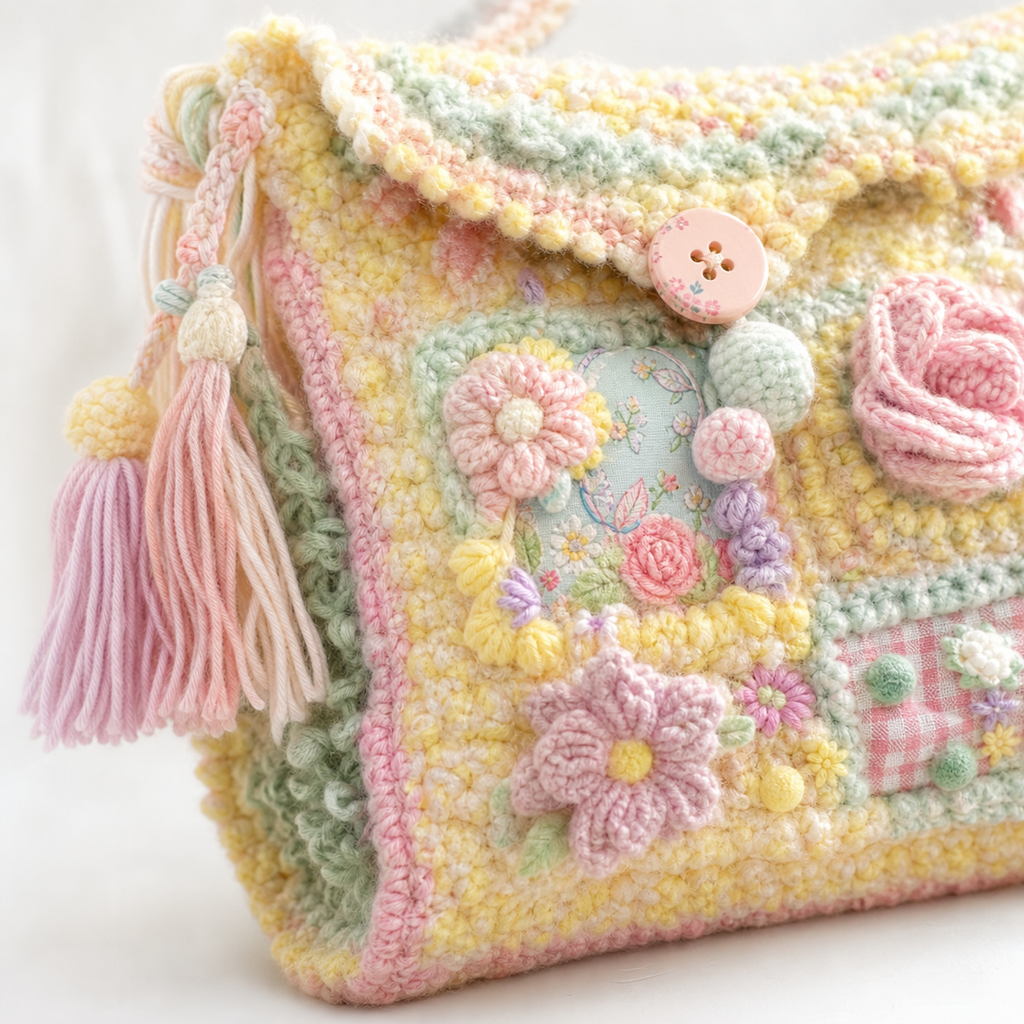 The Pastel Patchwork Crossbody detail view