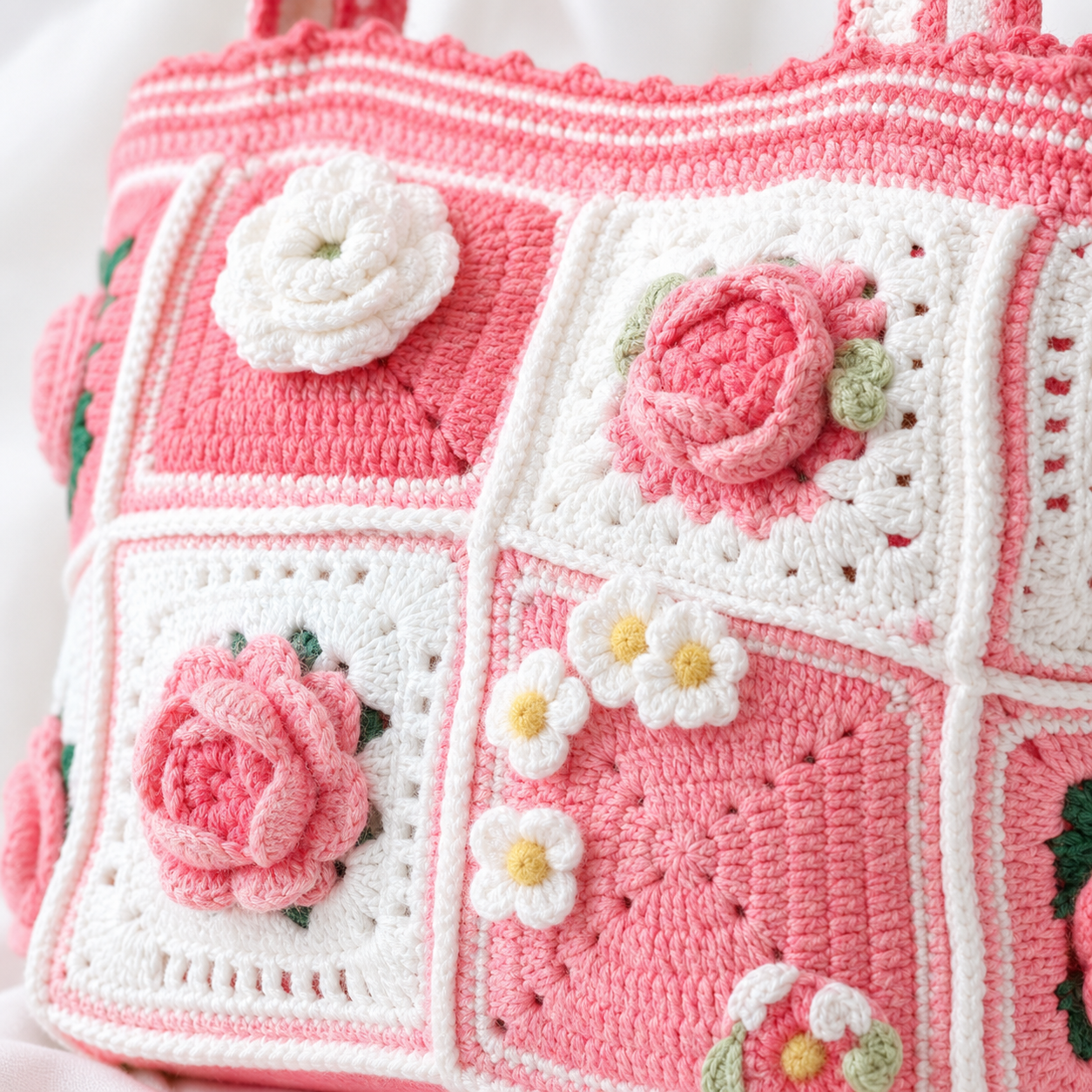 The Pink Rose Granny Tote detail view