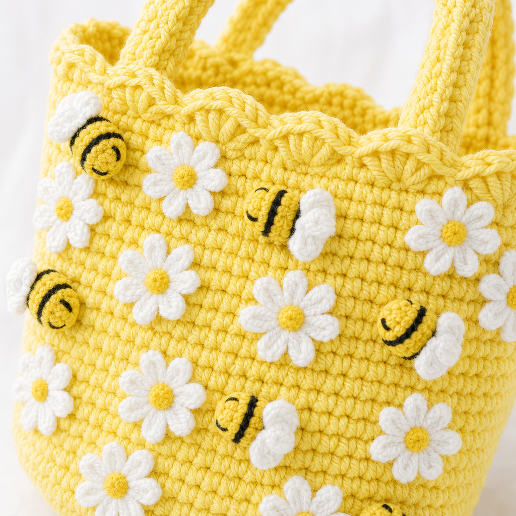 The Yellow Daisy Bucket Bag detail view