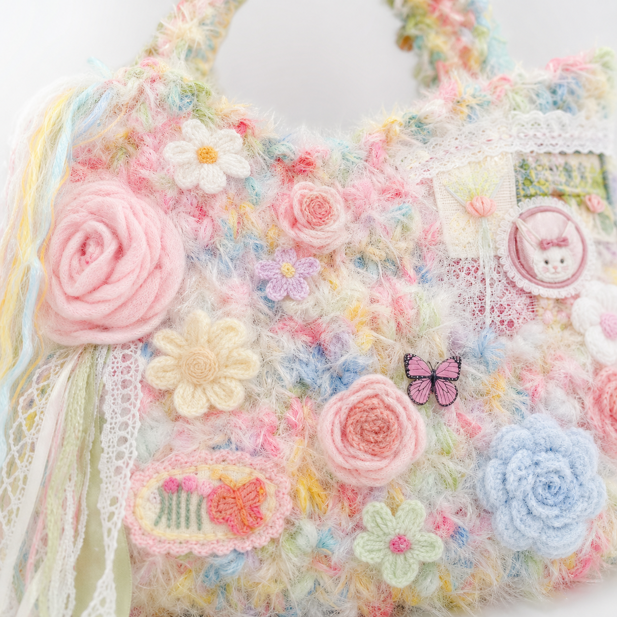 The Pastel Garden Hobo Bag detail view